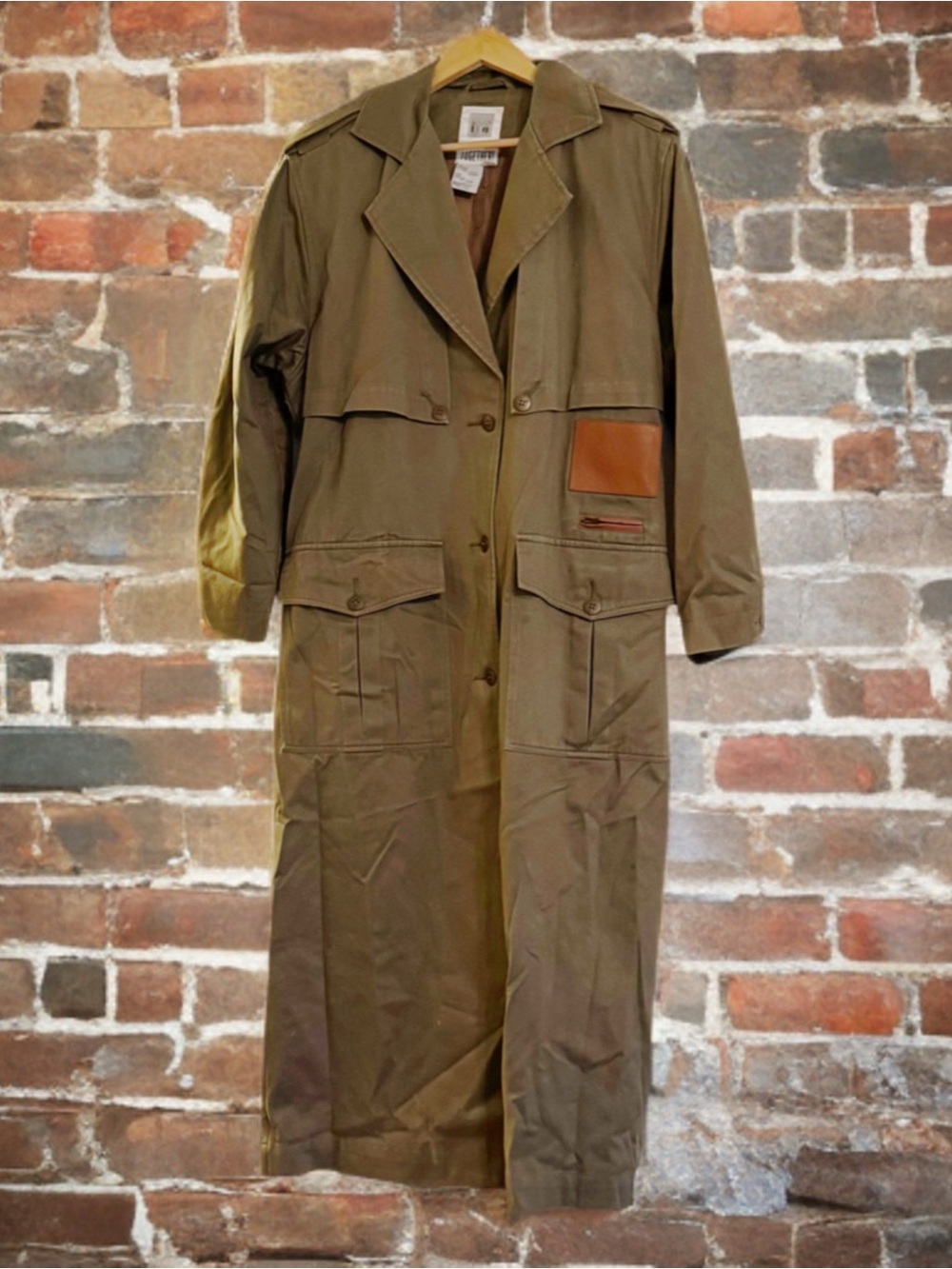 Vintage Size 6 Together! Army Green Cotton Military-Style Long Trench Coat